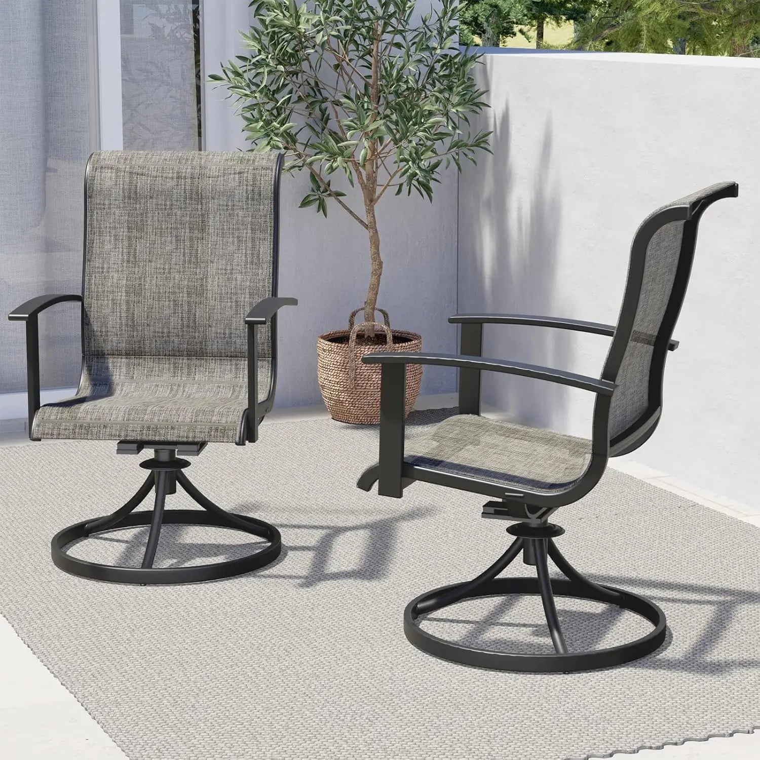 Outdoor Swivel Dining Chairs Set of 2