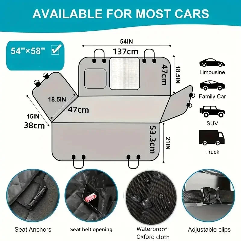 Dog Car Seat Cover for Pets 100% Waterproof