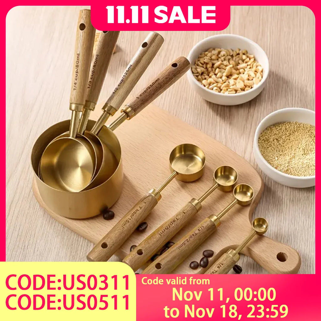 Gold Measuring Cups & Spoons Set (8-Piece)