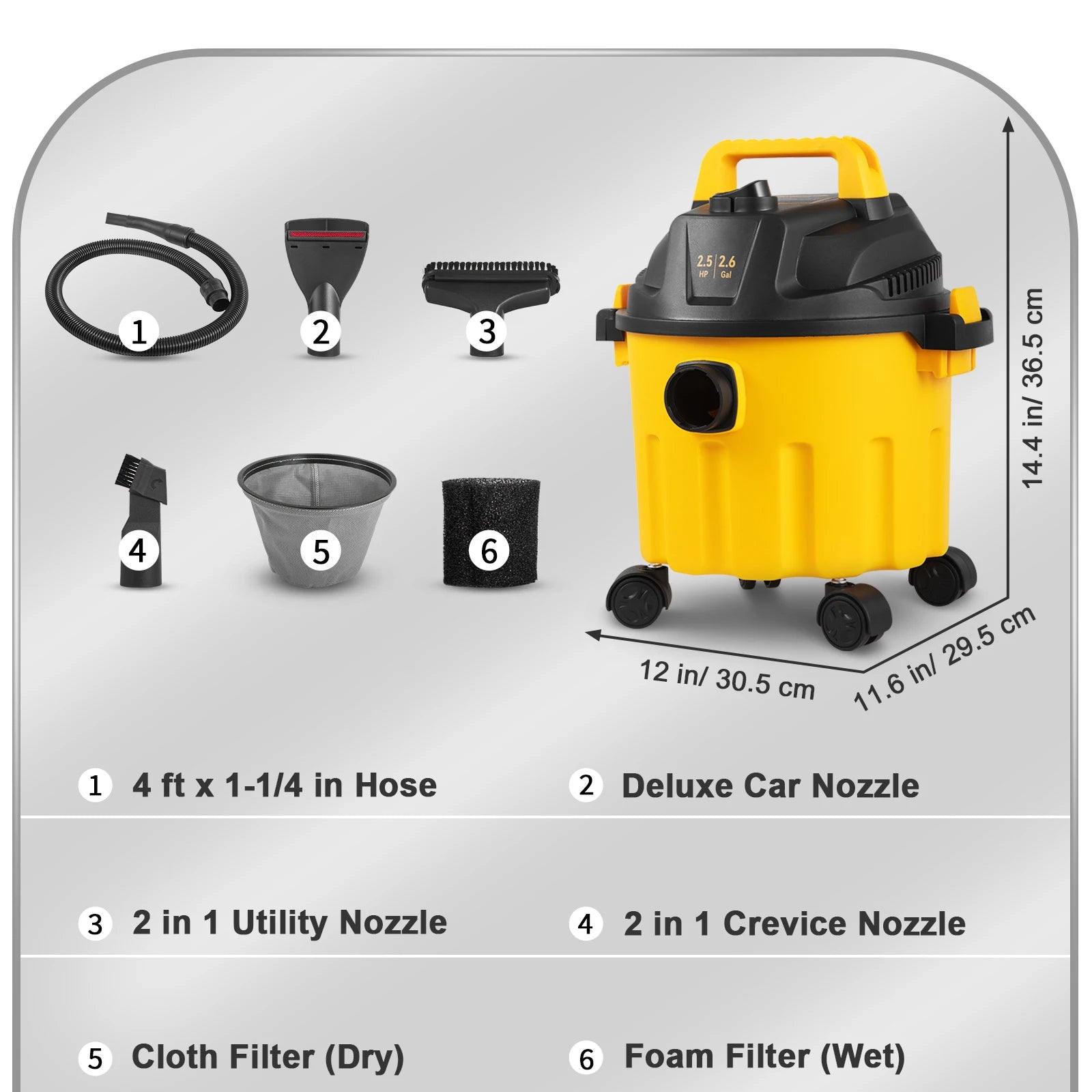 Wet Dry Vac 2.6 Gallon