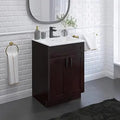 24" espresso finish bathroom vanity with shark sink base.