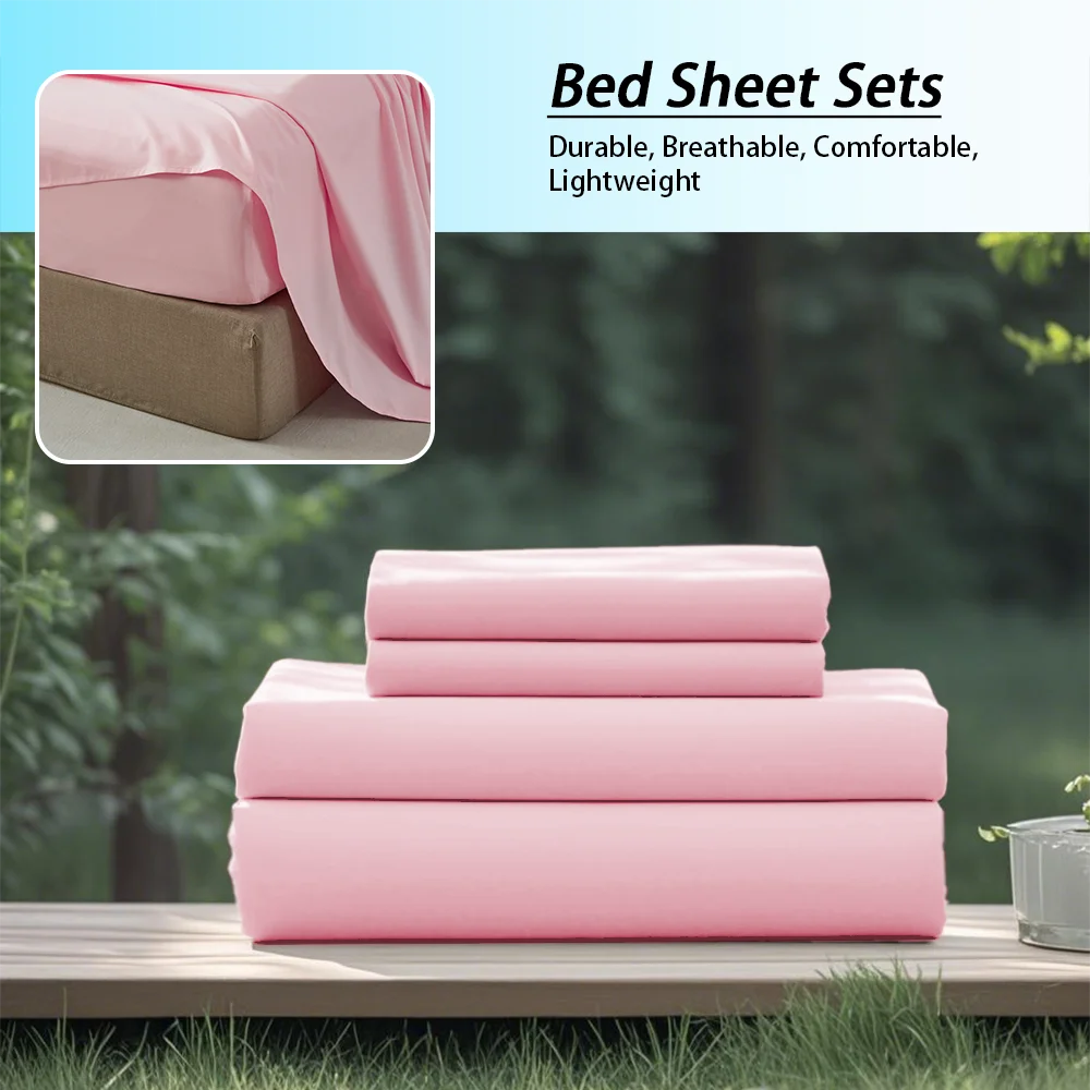 3/4Pcs soft solid color home bedding set