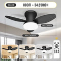 Mexllex Three Leaf Ceiling Fan with Light & Remote Control, 6 Speed, Reversible Noiseless, Dimmable LED Chandelier for Bedroom