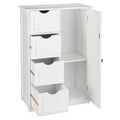Single Door Storage Cabinet with 4 Drawers White