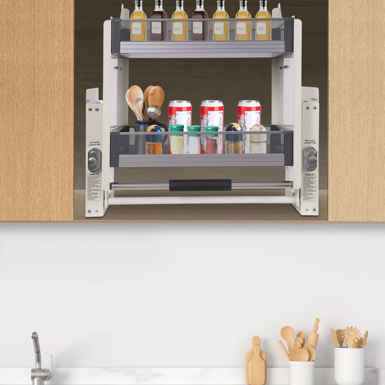 2-Tiers Kitchen Pull Down Shelf