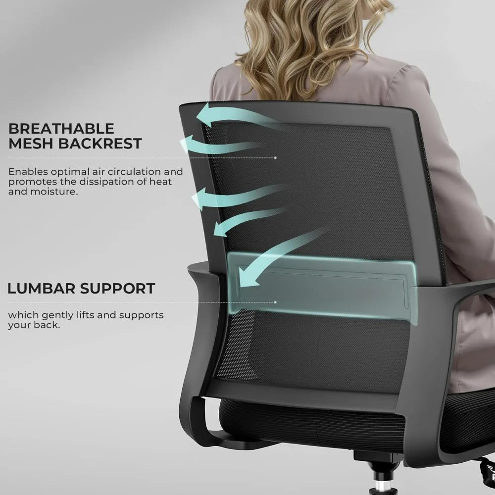 SUKIDA Mid-Back Upholstery Mesh Office Chair