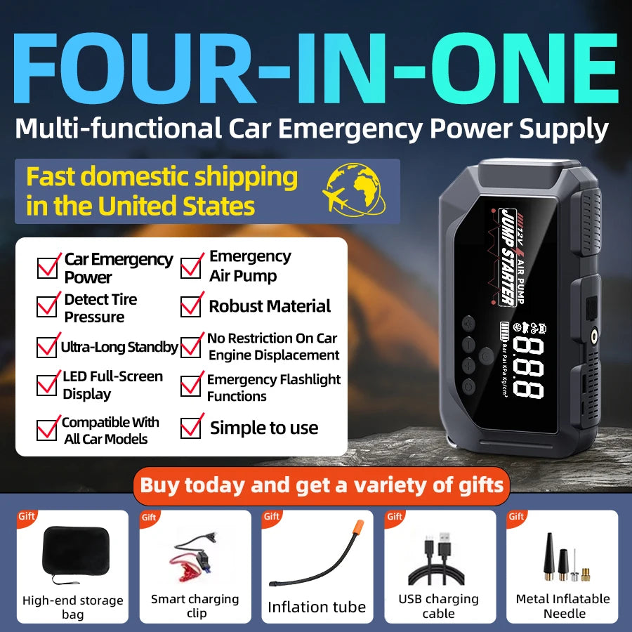 Multi-functional Car Emergency Battery Jumper Starter