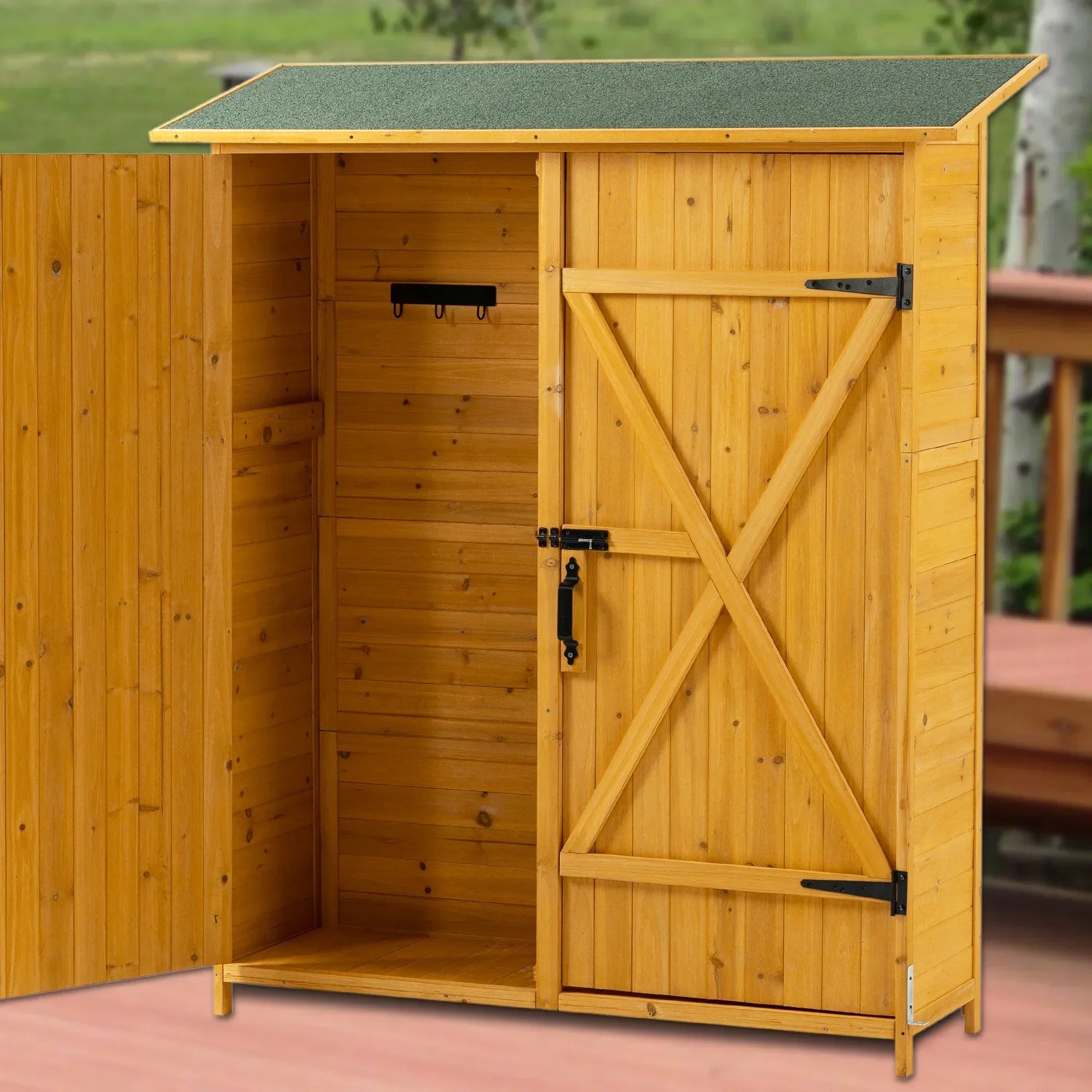 Outdoor Storage Shed 56"L x 19.5"W x 64"H with Lockable Door