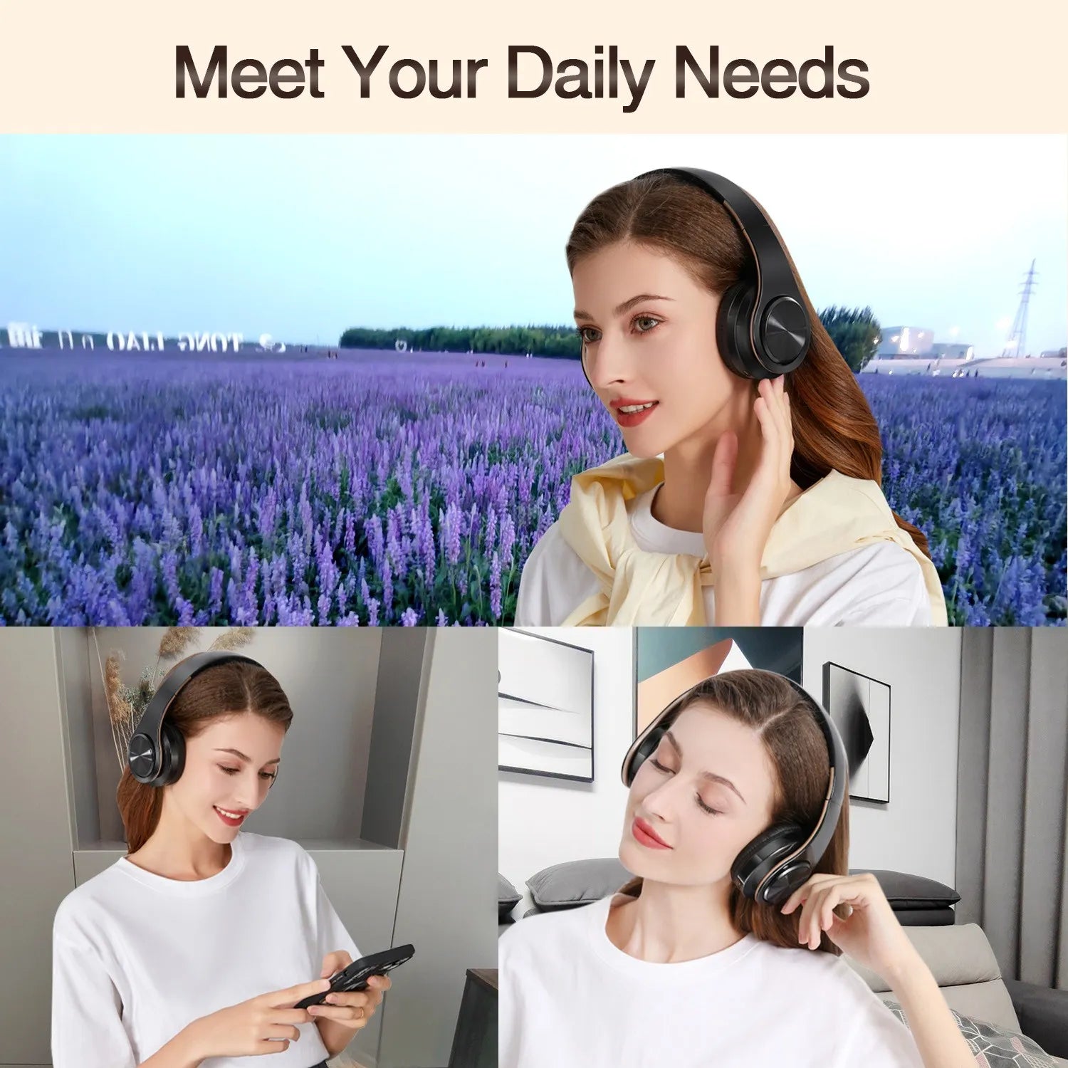 Men Gift Gold Wireless Headphones Bluetooth Earphone