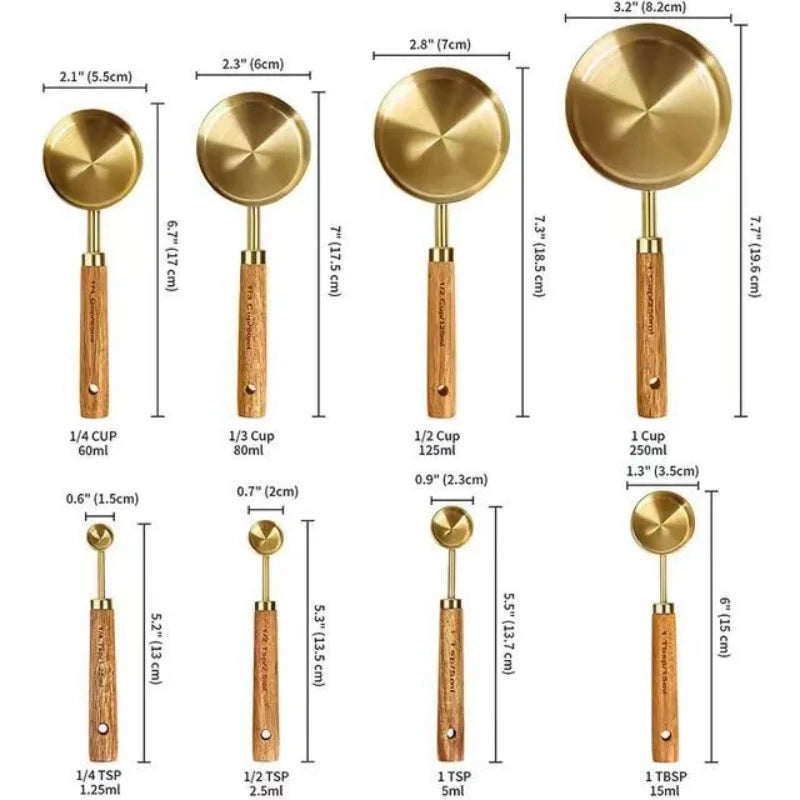 Gold Measuring Cups & Spoons Set (8-Piece)