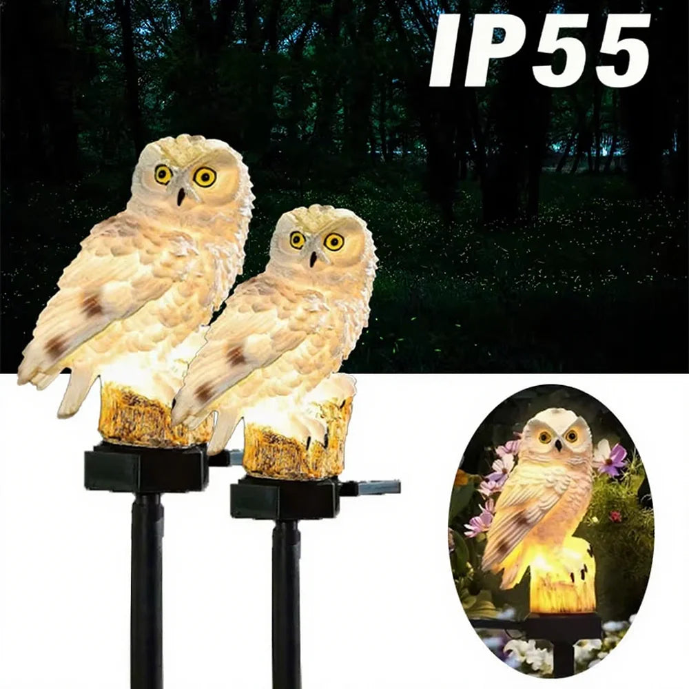 2pcs Solar-Powered LED Owl Garden
