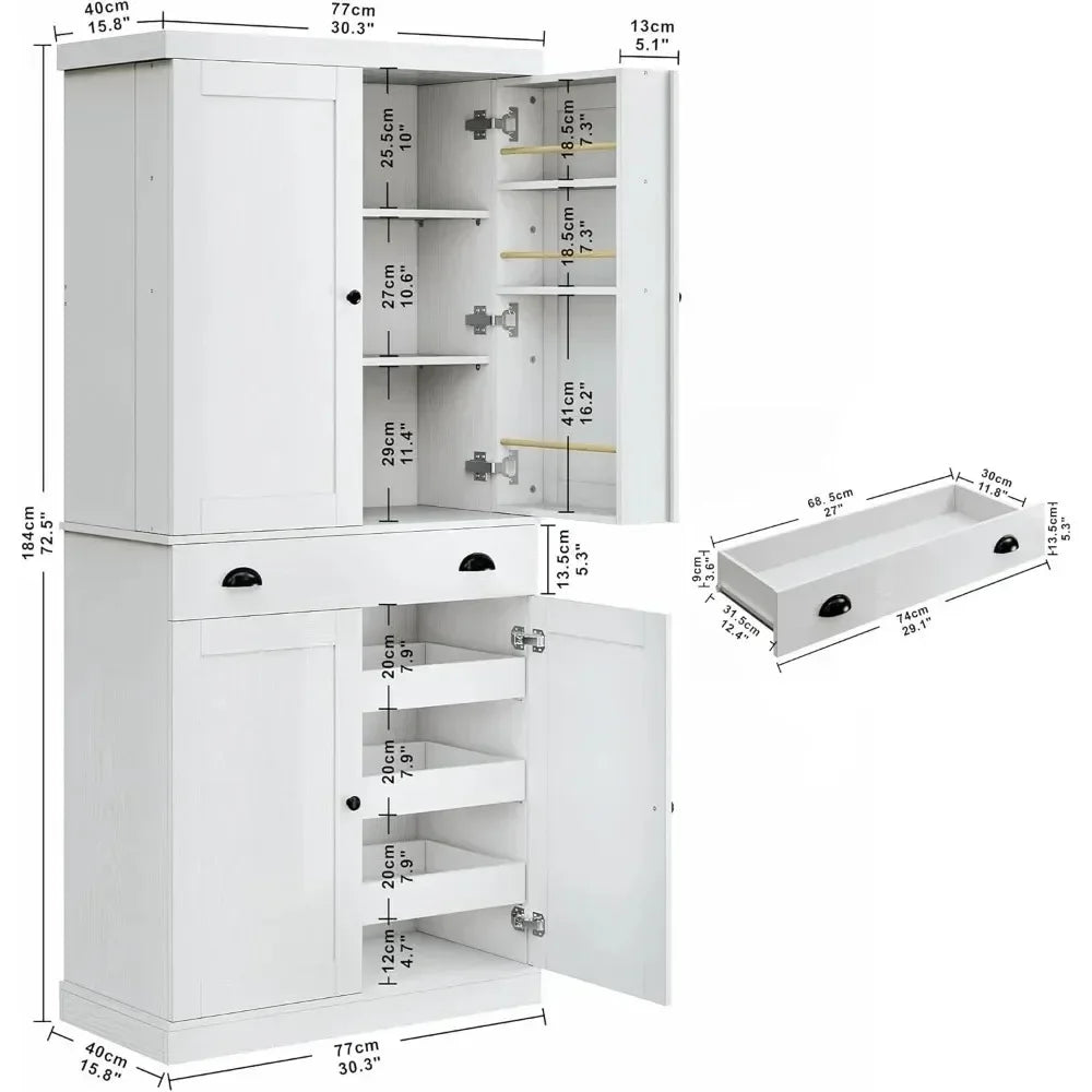 Kitchen Pantry Cabinet 72" Height