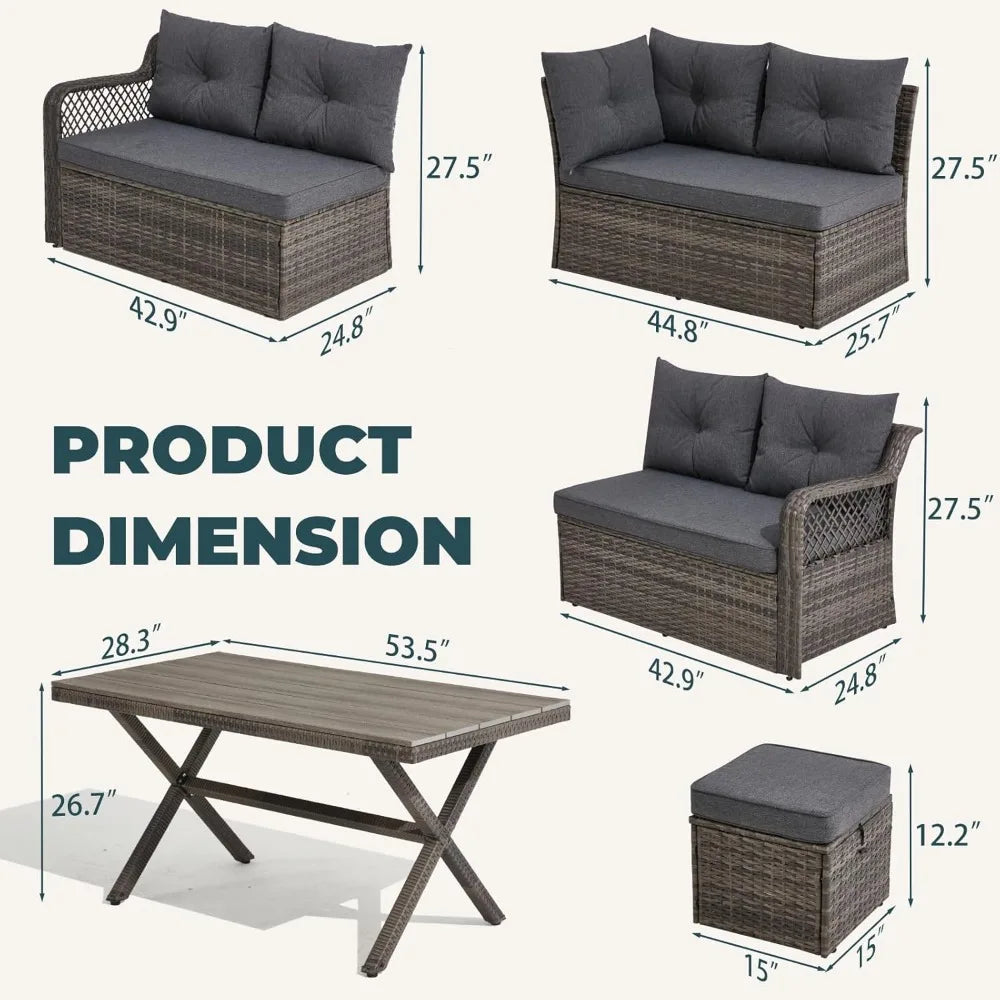 7 Pieces Patio Furniture Sets, Outdoor Dining Set.