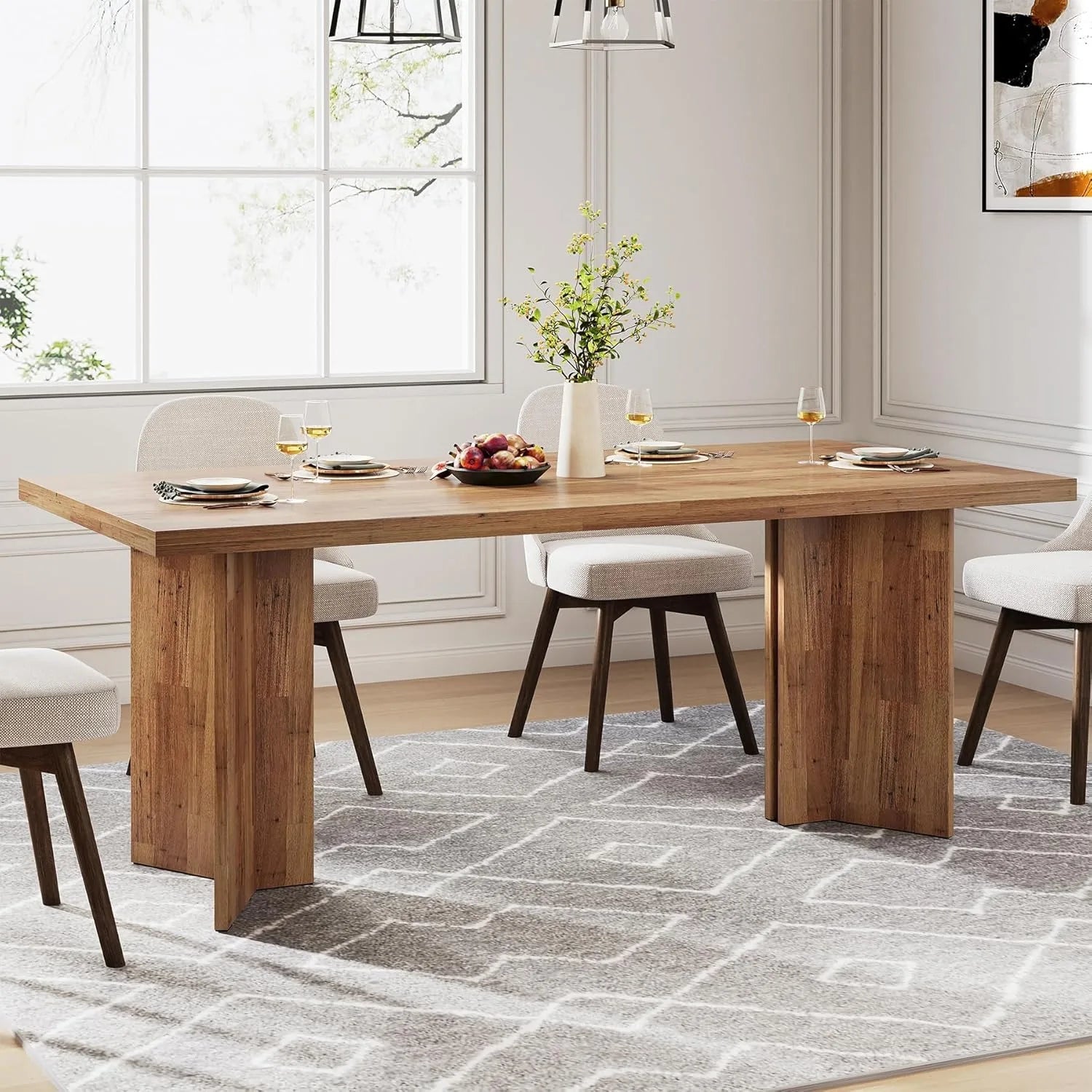 63-inch Dining Table for 4-6, Farmhouse Kitchen Table
