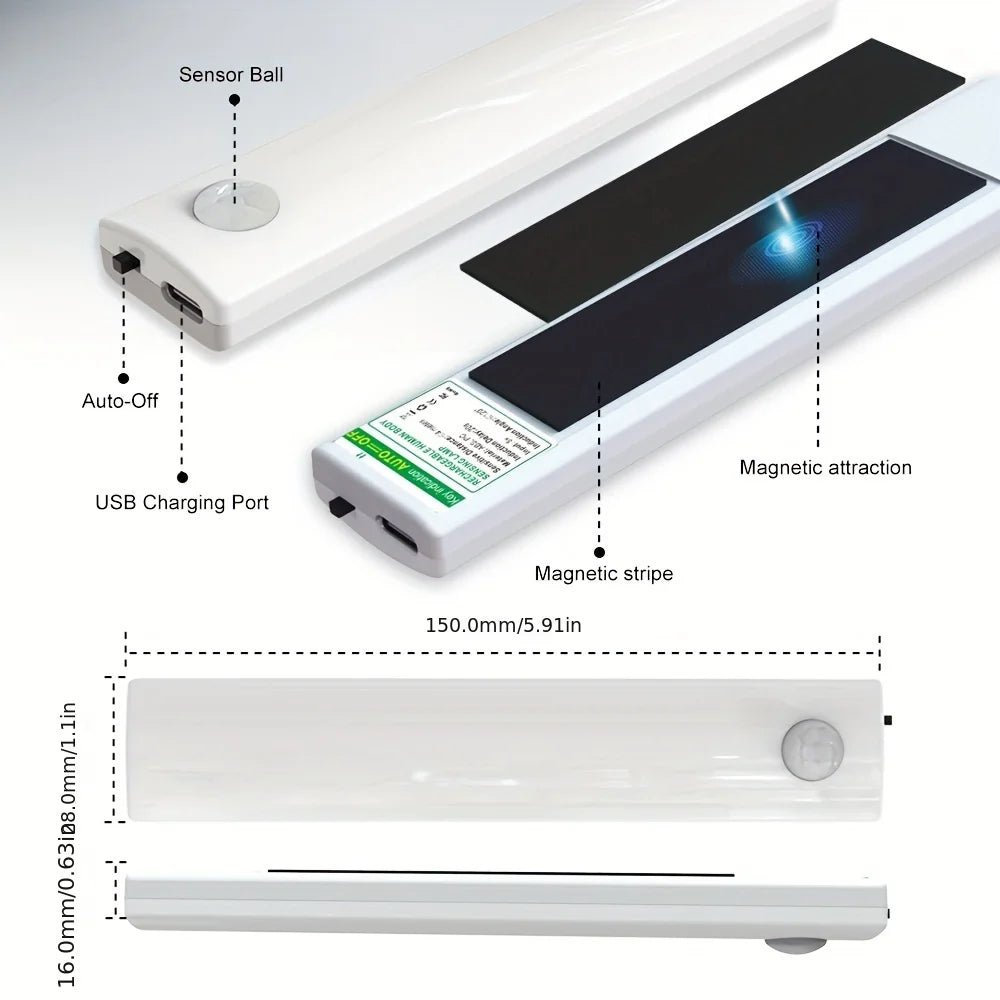 6 Pack Motion Sensor Lights Ultra-Thin USB-C Rechargeable Battery Magnetic