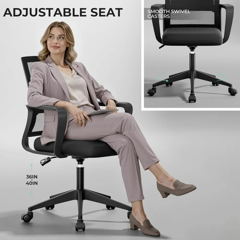 SUKIDA Mid-Back Upholstery Mesh Office Chair