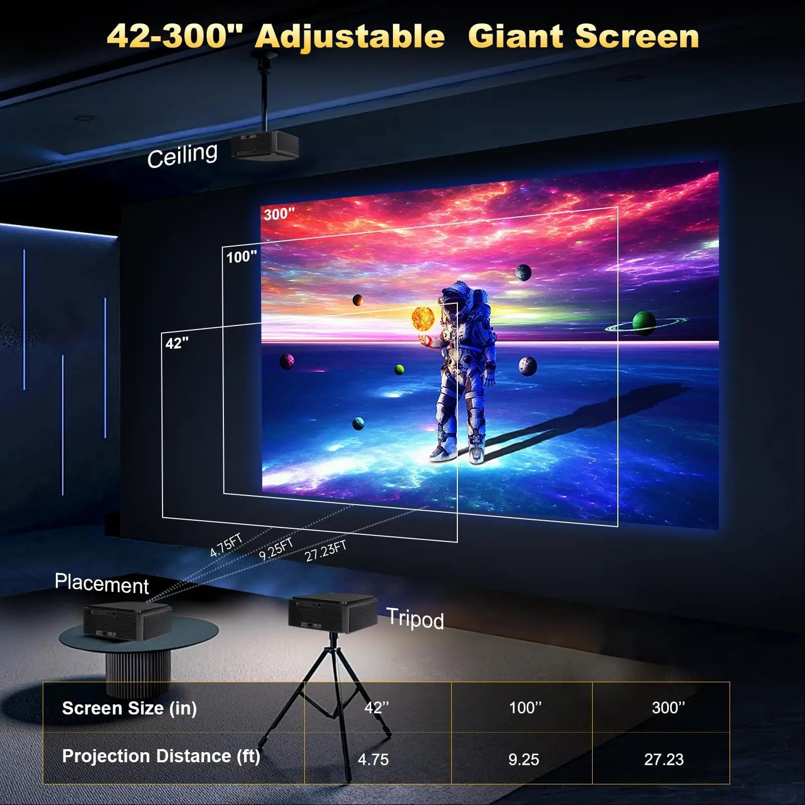 DESS Projector 4k Auto Focus Voice Control Home Theater with Netflix & Google TV Projector