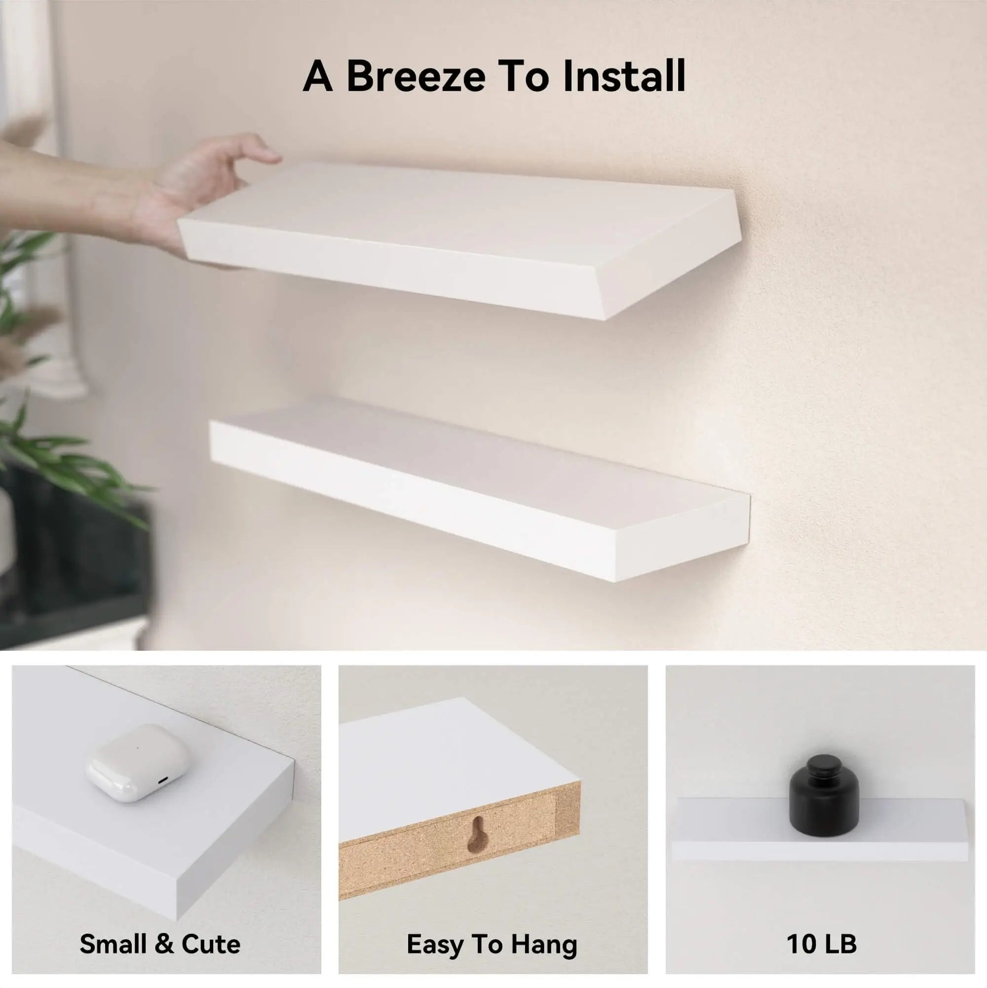 White 6Pcs Floating Shelves